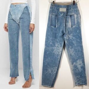 Manière de Voir Two Toned Marbled Mom Jeans Size 8 Patchwork Designer Jean